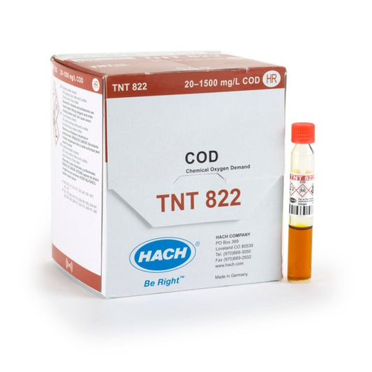 Hach Chemical Oxygen Demand (COD) TNTplus Vial Test, HR (20-1,500 mg/L COD), 25 Tests SKU: TNT822 Hach