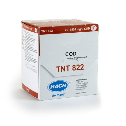 Hach Chemical Oxygen Demand (COD) TNTplus Vial Test, HR (20-1,500 mg/L COD), 25 Tests SKU: TNT822 Hach