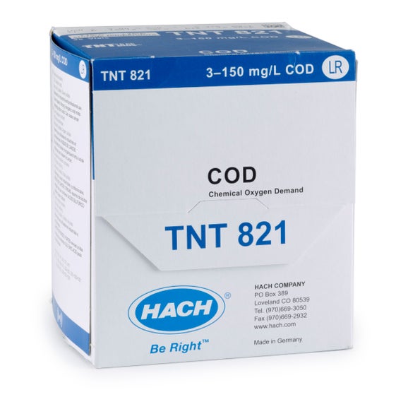 Hach Chemical Oxygen Demand (COD) TNTplus Vial Test, LR (3-150 mg/L COD), 25 Tests SKU: TNT821 Hach
