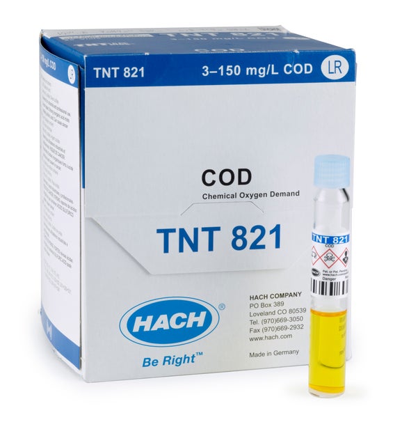 Hach Chemical Oxygen Demand (COD) TNTplus Vial Test, LR (3-150 mg/L COD), 25 Tests SKU: TNT821 Hach